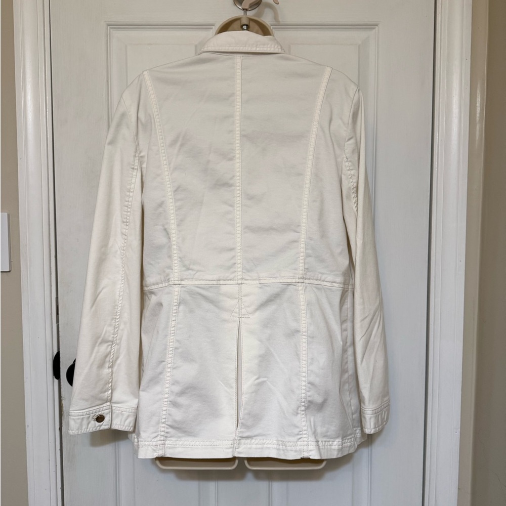 Chico’s White Safari Utility Jacket Cargo Button Front Stretch Large 12 /14 - Picture 3 of 8